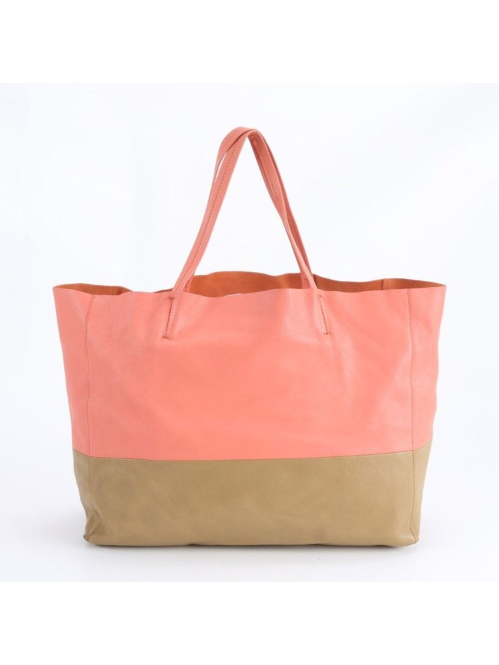 Celine Horizontal Cabas Bicolor Leather Tote Shoulder Hand Ebm - Picture 3 of 8